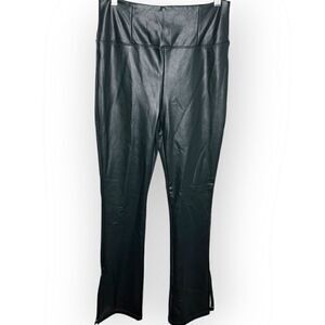 Shinestar Fit and Flare Vegan Leather Leggings with Side Slits size Medium NWT